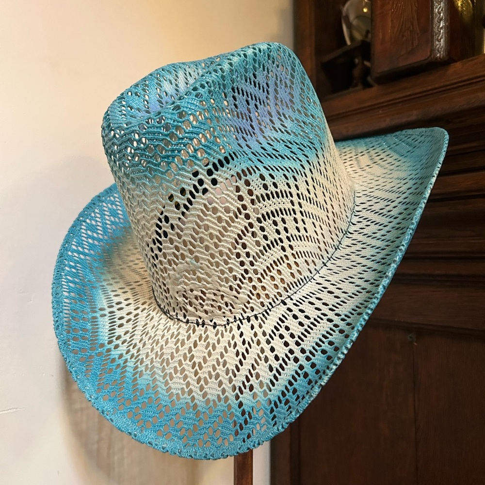 Blue and Cream Ombré Woven Hat by Sombreros Joaquin